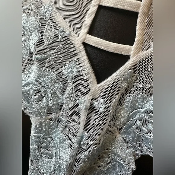 Victoria's Secret white and light blue lacy one-piece - Picture 2 of 13